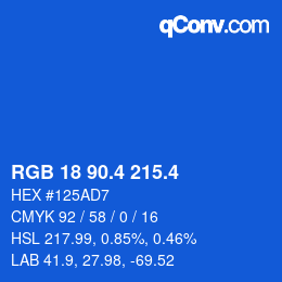 カラーコード: RGB 18 90.4 215.4 | qconv.com