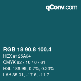 カラーコード: RGB 18 90.8 100.4 | qconv.com