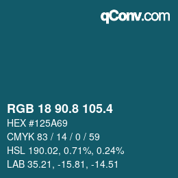 カラーコード: RGB 18 90.8 105.4 | qconv.com