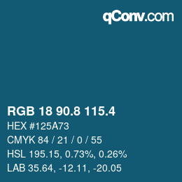 カラーコード: RGB 18 90.8 115.4 | qconv.com