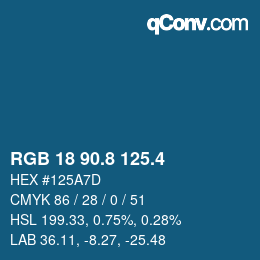 カラーコード: RGB 18 90.8 125.4 | qconv.com
