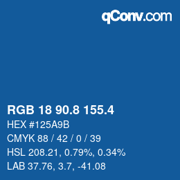 カラーコード: RGB 18 90.8 155.4 | qconv.com