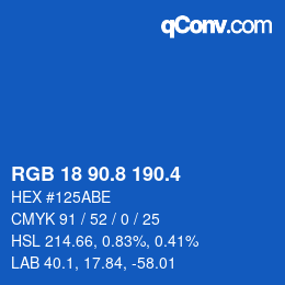カラーコード: RGB 18 90.8 190.4 | qconv.com