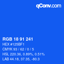 Color code: RGB 18 91 241 | qconv.com