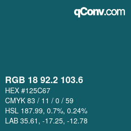 カラーコード: RGB 18 92.2 103.6 | qconv.com