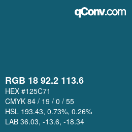 カラーコード: RGB 18 92.2 113.6 | qconv.com
