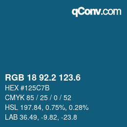 カラーコード: RGB 18 92.2 123.6 | qconv.com