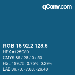 カラーコード: RGB 18 92.2 128.6 | qconv.com
