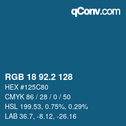 カラーコード: RGB 18 92.2 128 | qconv.com