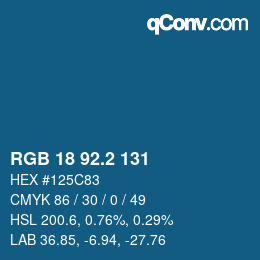 カラーコード: RGB 18 92.2 131 | qconv.com