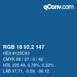 カラーコード: RGB 18 92.2 147 | qconv.com