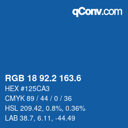 カラーコード: RGB 18 92.2 163.6 | qconv.com
