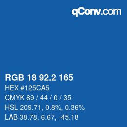 カラーコード: RGB 18 92.2 165 | qconv.com
