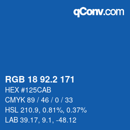 カラーコード: RGB 18 92.2 171 | qconv.com