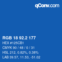 カラーコード: RGB 18 92.2 177 | qconv.com