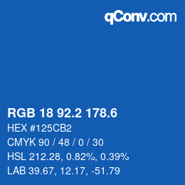 カラーコード: RGB 18 92.2 178.6 | qconv.com