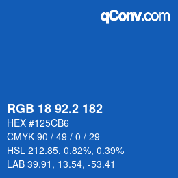 カラーコード: RGB 18 92.2 182 | qconv.com