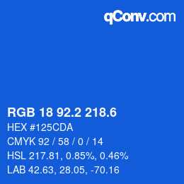 カラーコード: RGB 18 92.2 218.6 | qconv.com