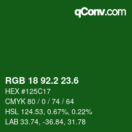 カラーコード: RGB 18 92.2 23.6 | qconv.com
