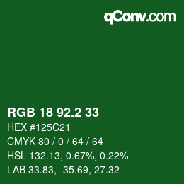 カラーコード: RGB 18 92.2 33 | qconv.com