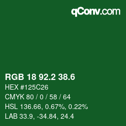 カラーコード: RGB 18 92.2 38.6 | qconv.com