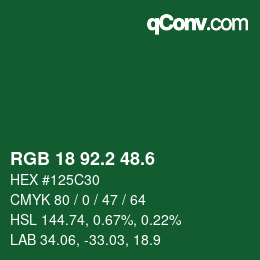 カラーコード: RGB 18 92.2 48.6 | qconv.com