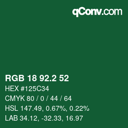 カラーコード: RGB 18 92.2 52 | qconv.com