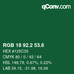 カラーコード: RGB 18 92.2 53.6 | qconv.com