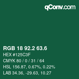 カラーコード: RGB 18 92.2 63.6 | qconv.com