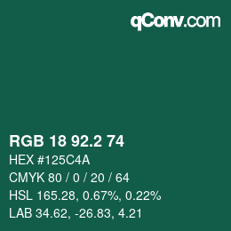 カラーコード: RGB 18 92.2 74 | qconv.com