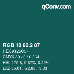カラーコード: RGB 18 92.2 87 | qconv.com