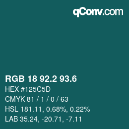 カラーコード: RGB 18 92.2 93.6 | qconv.com