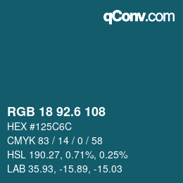 カラーコード: RGB 18 92.6 108 | qconv.com