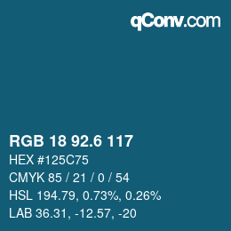 カラーコード: RGB 18 92.6 117 | qconv.com