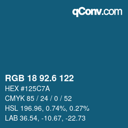 カラーコード: RGB 18 92.6 122 | qconv.com