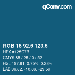 カラーコード: RGB 18 92.6 123.6 | qconv.com