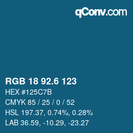 カラーコード: RGB 18 92.6 123 | qconv.com