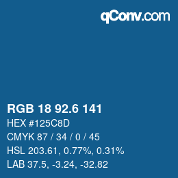 カラーコード: RGB 18 92.6 141 | qconv.com