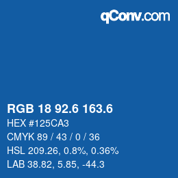 カラーコード: RGB 18 92.6 163.6 | qconv.com