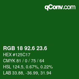 カラーコード: RGB 18 92.6 23.6 | qconv.com