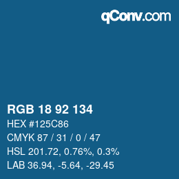 カラーコード: RGB 18 92 134 | qconv.com