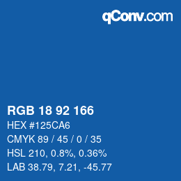 颜色代码: RGB 18 92 166 | qconv.com