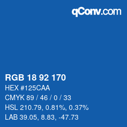 カラーコード: RGB 18 92 170 | qconv.com