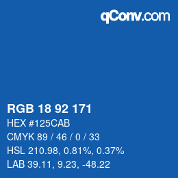 颜色代码: RGB 18 92 171 | qconv.com