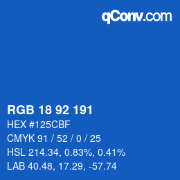 颜色代码: RGB 18 92 191 | qconv.com
