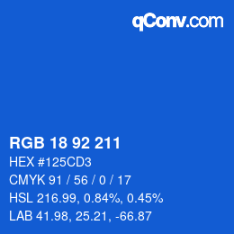 カラーコード: RGB 18 92 211 | qconv.com