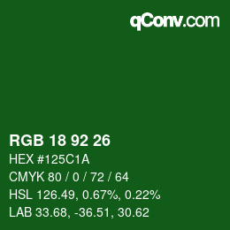 カラーコード: RGB 18 92 26 | qconv.com
