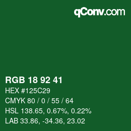 Color code: RGB 18 92 41 | qconv.com