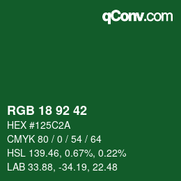 カラーコード: RGB 18 92 42 | qconv.com