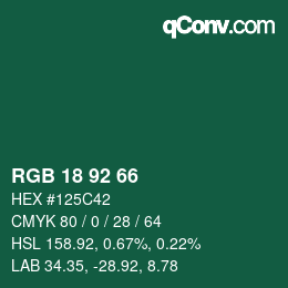 Color code: RGB 18 92 66 | qconv.com